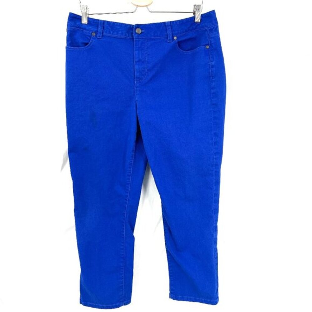 Talbots Heritage slim crop bright blue jean high rise stretch casual pants 14 32